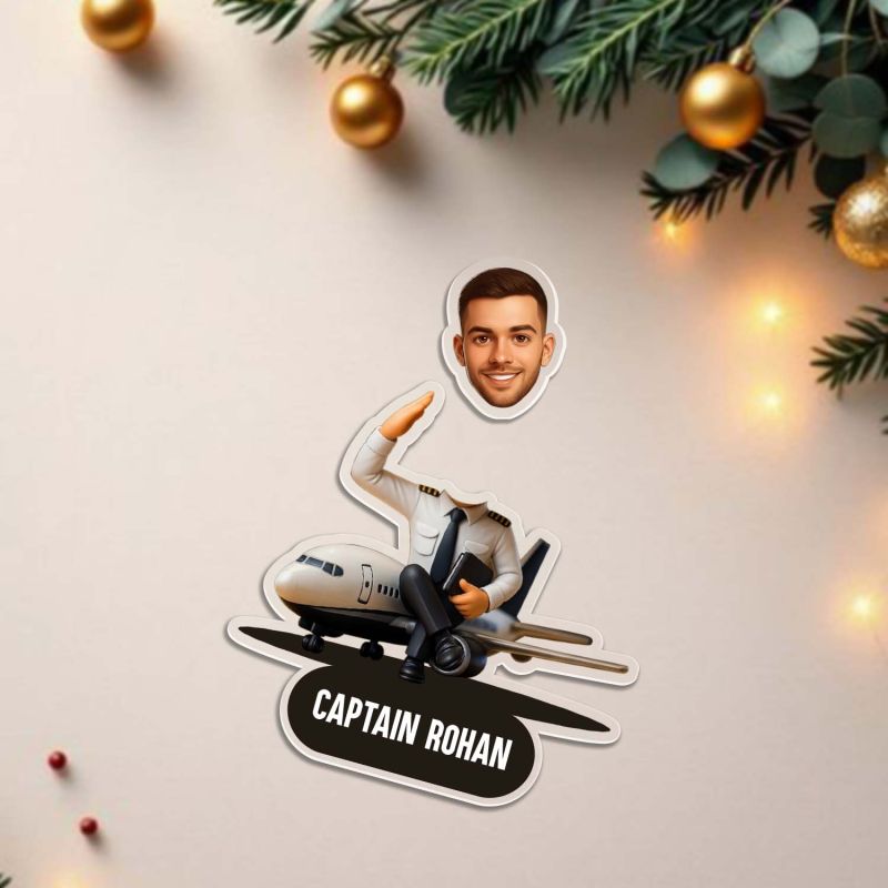 Personalized Pilot Caricature with Shaking Head Feature, Gift for Travelers, Pilots Airplane Lovers Funny Gift for Brother & Friends Solar Powered Moving Head